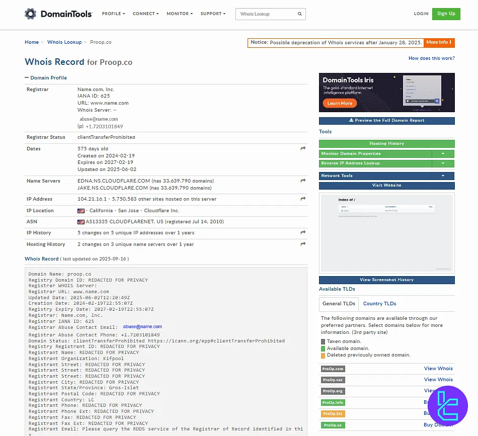 پراپکو در Whois