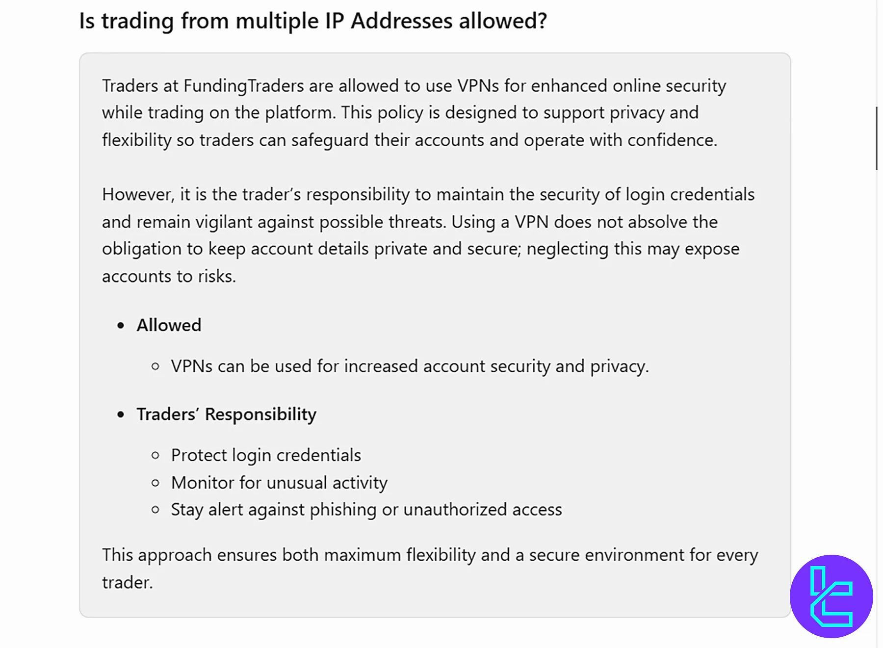شرایط استفاده از VPN در پراپ فاندینگ تریدرز