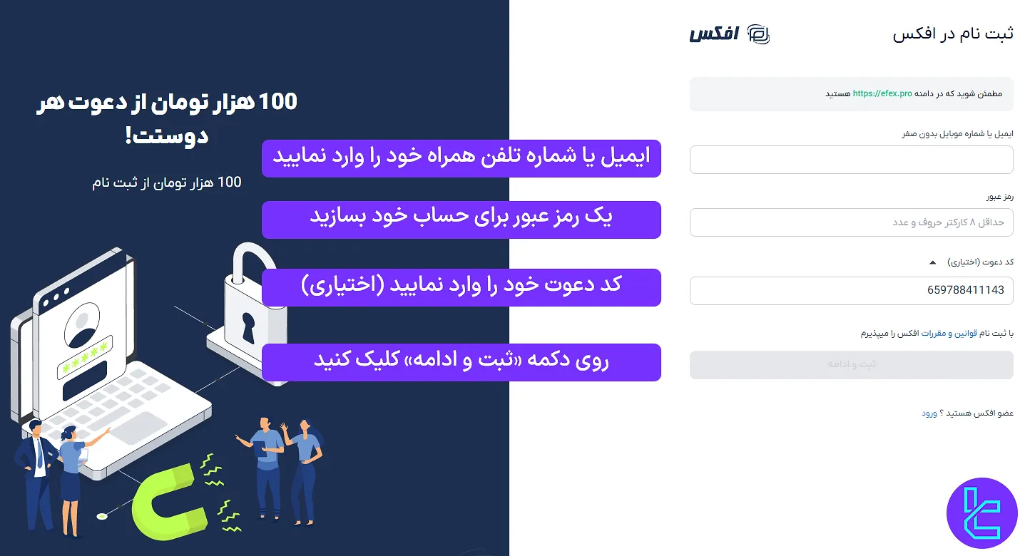 فرم اطلاعات افتتاح حساب افکس