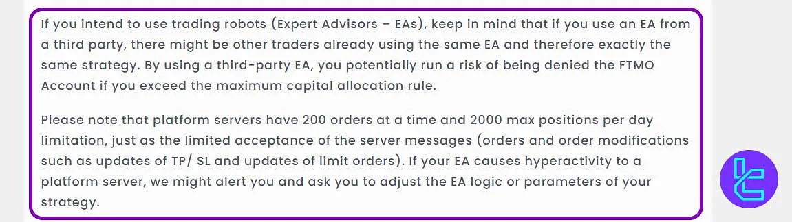 استفاده از ربات اکسپرت در FTMO