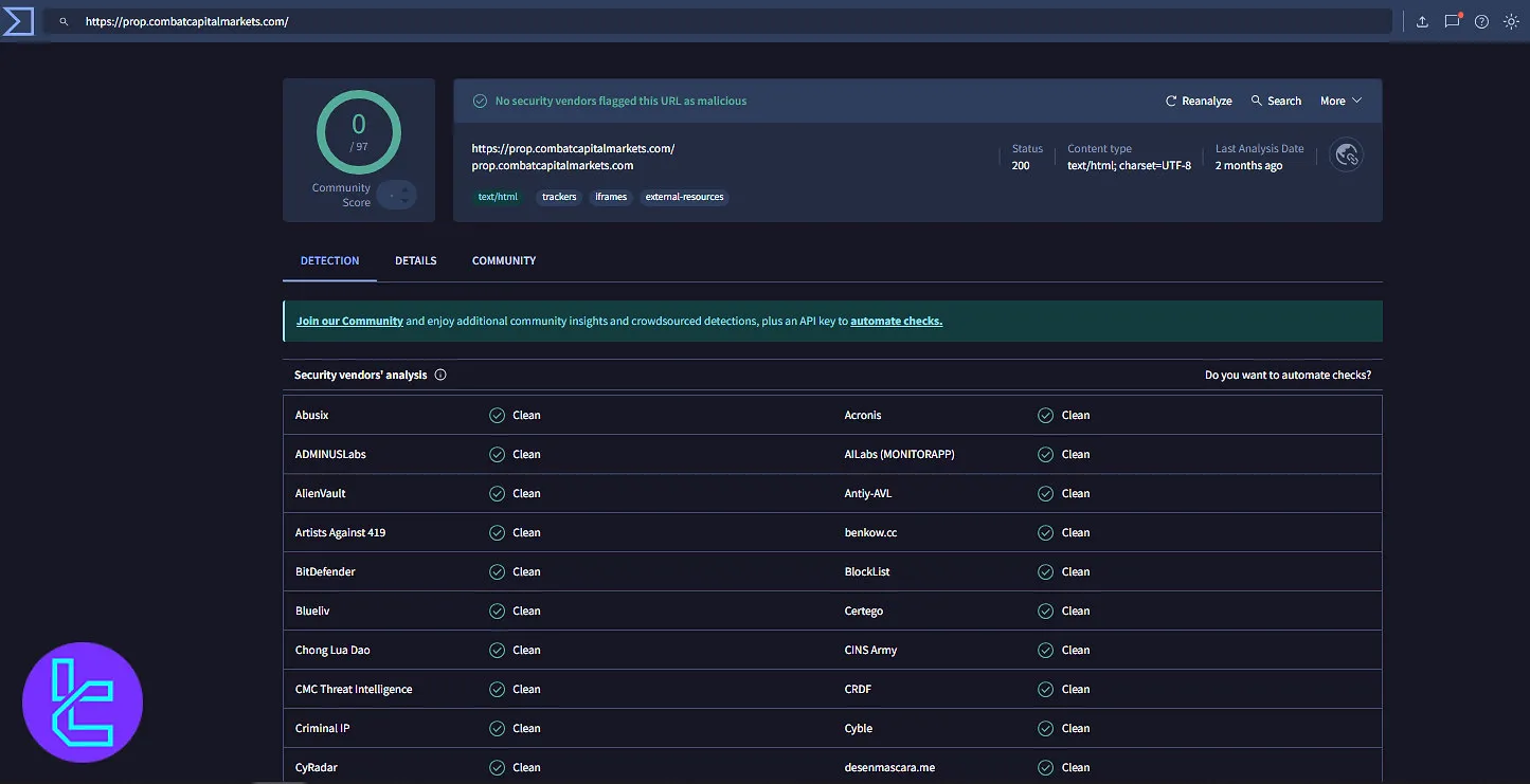 بررسی تریدرز کامبت در VirusTotal