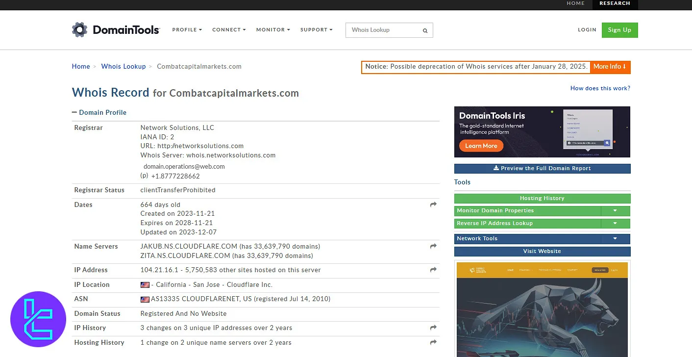 بررسی تریدرز کامبت در Whois