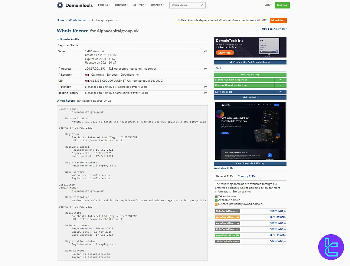 دامنه آلفا کپیتال گروپ در Whois