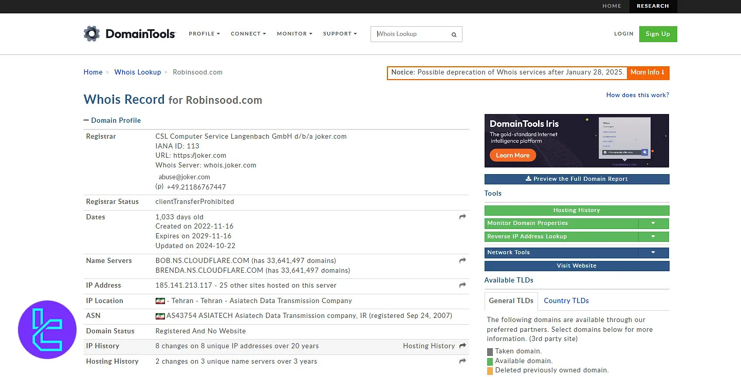 رابین سود در Whois
