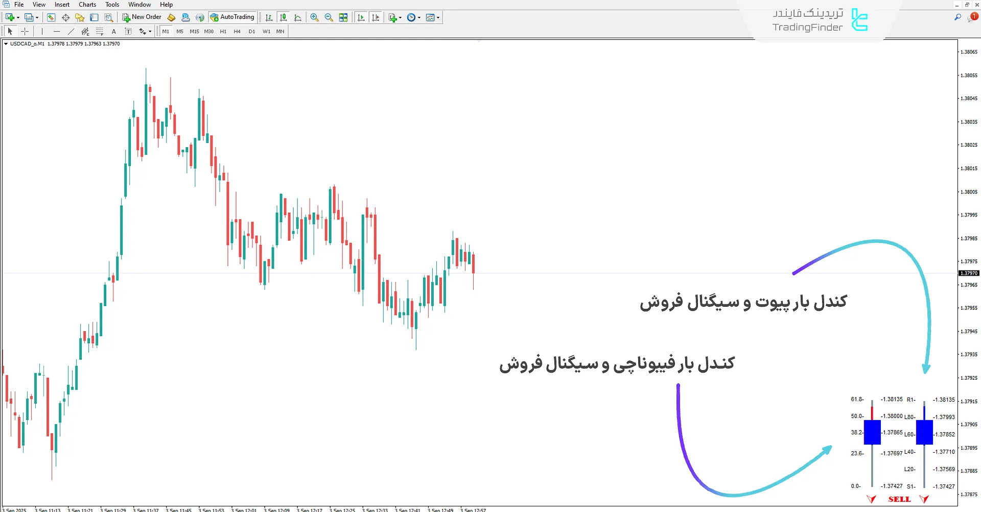 دانلود اندیکاتور کندل بار پیوت و فیبوناچی (Fibo Pivot Candle Bar)  در متاتریدر 4 2