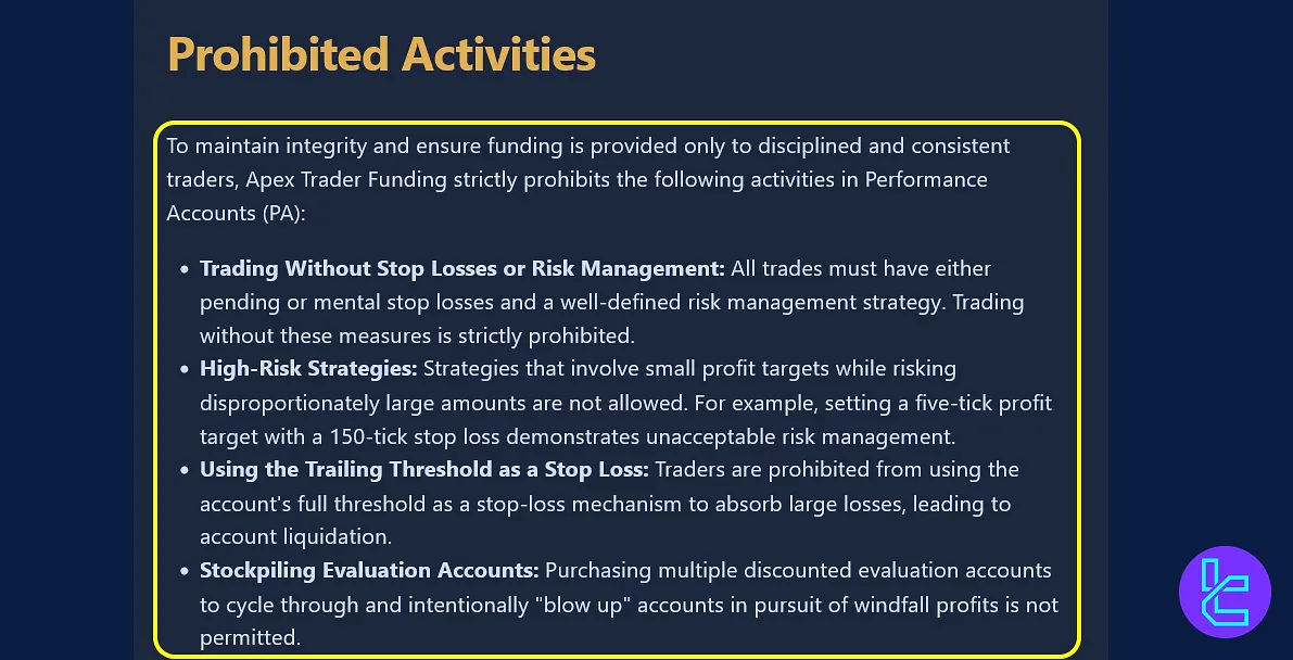 استراتژیهای ممنوعه در ایپکس تریدر فاندینگ