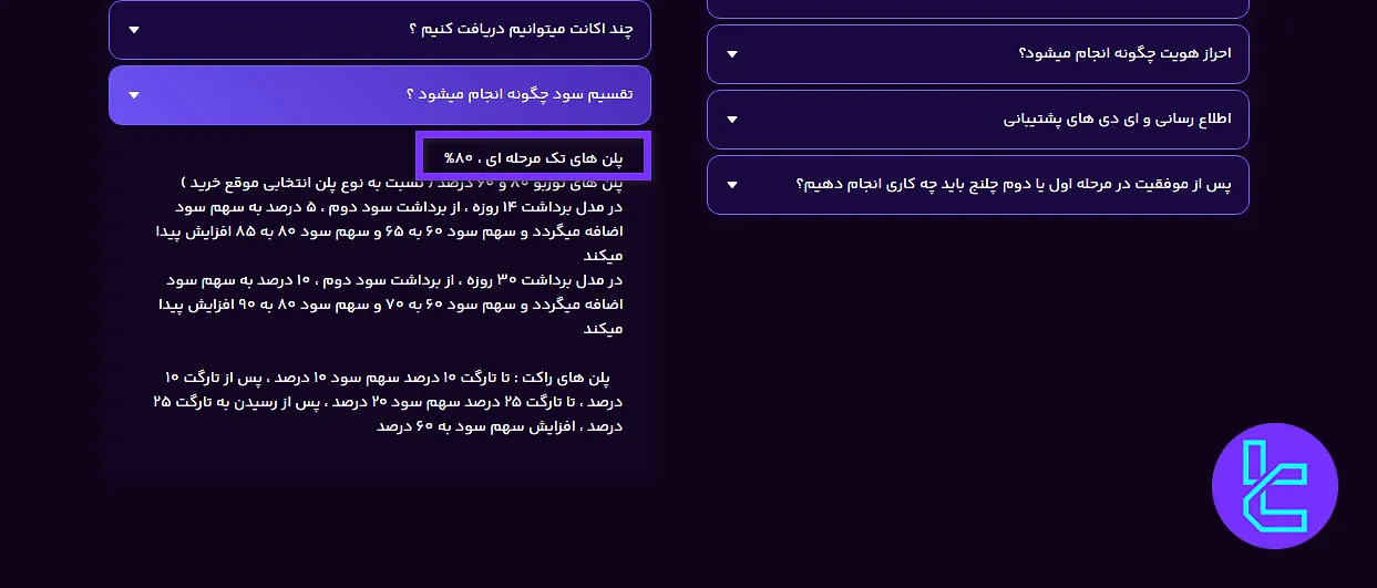 تقسیم سود پلن تک‌مرحله‌ای تامین سرمایه