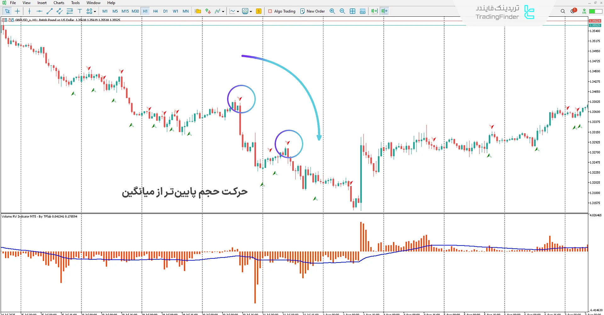 دانلود اندیکاتور حجم RV (Volume RV) برای متاتریدر 5 – تریدینگ فایندر 2