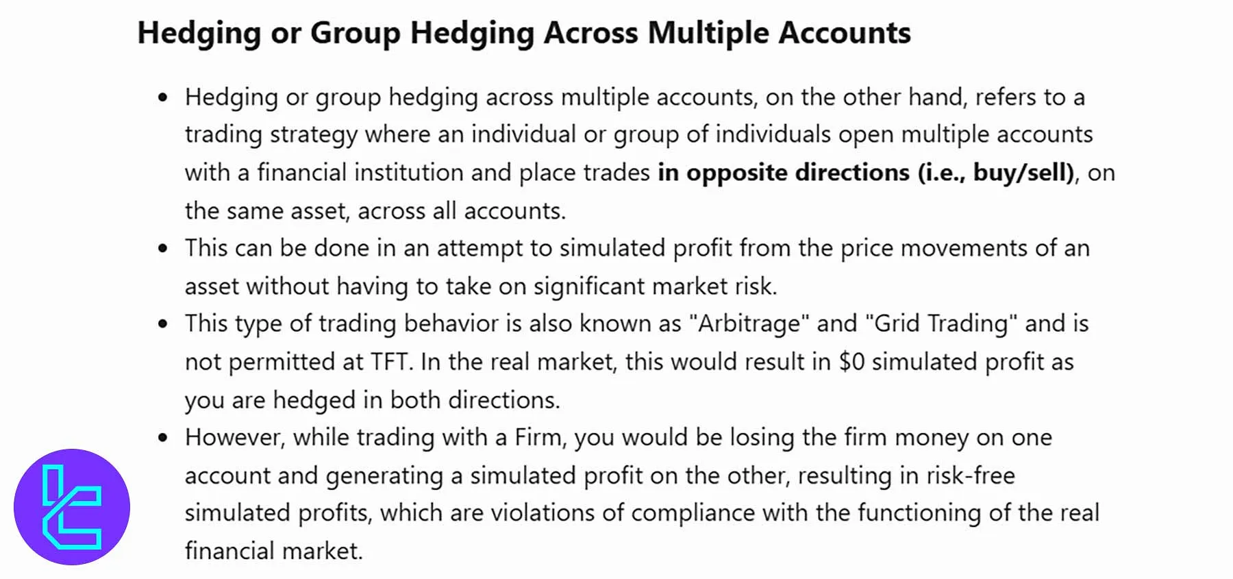 قوانین فانددتریدر در خصوص هج کردن