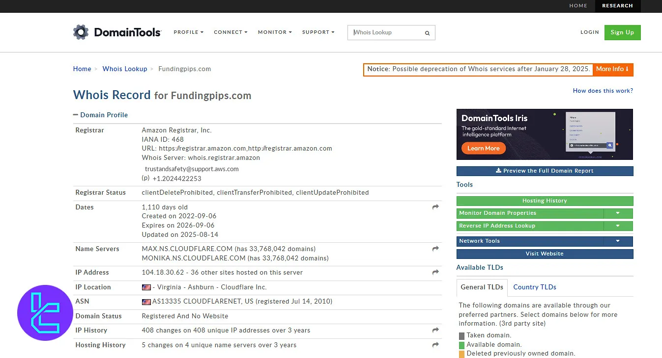 فاندینگ پیپس در whois