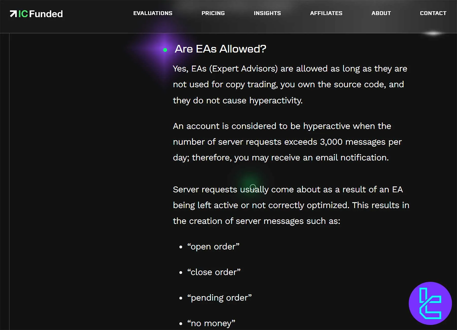 قوانین آی سی فاندد برای رباتهای معاملاتی