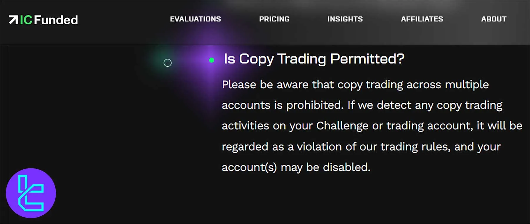 هشدار ممنوعیت کپیتریدینگ در آی سی فاندد