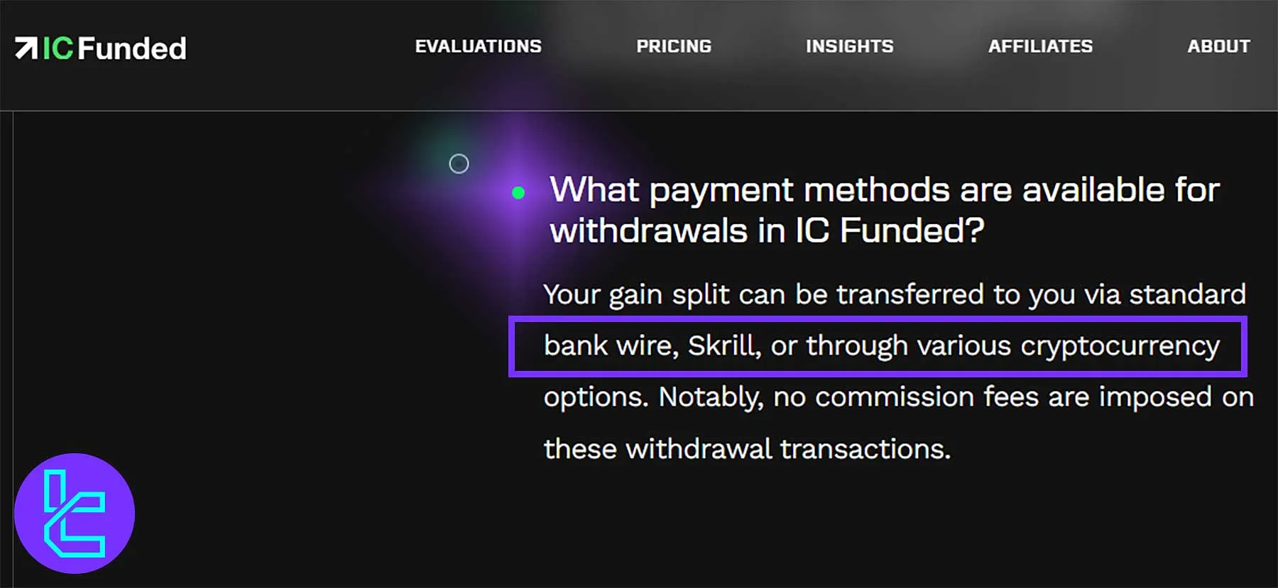 برداشت سود در پراپ فرم آی سی فاندد