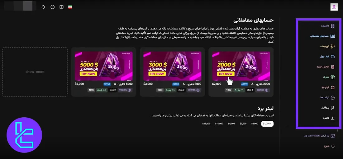 داشبورد پراپ پلاس