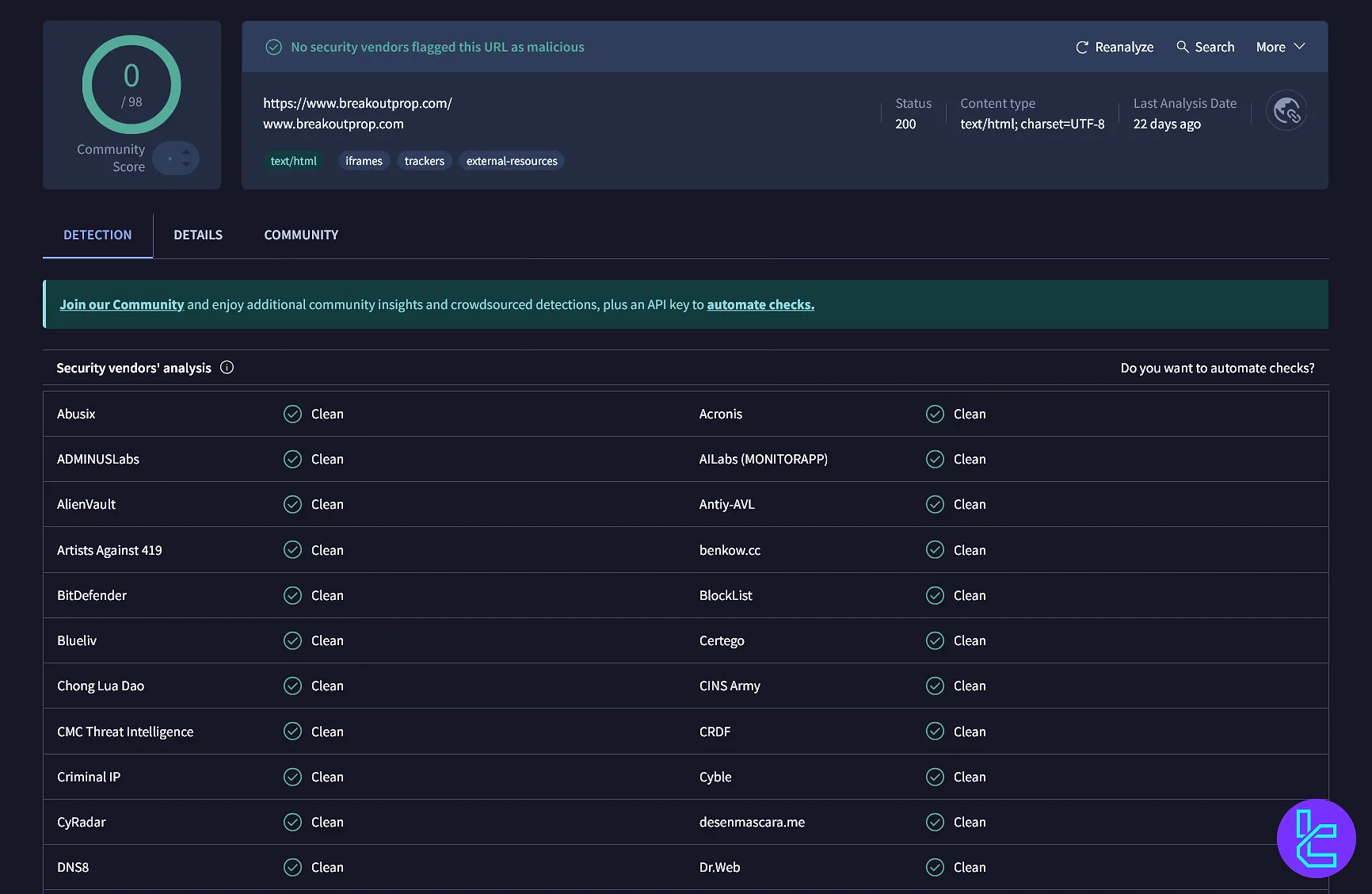 بریک اوت در VirusTotal
