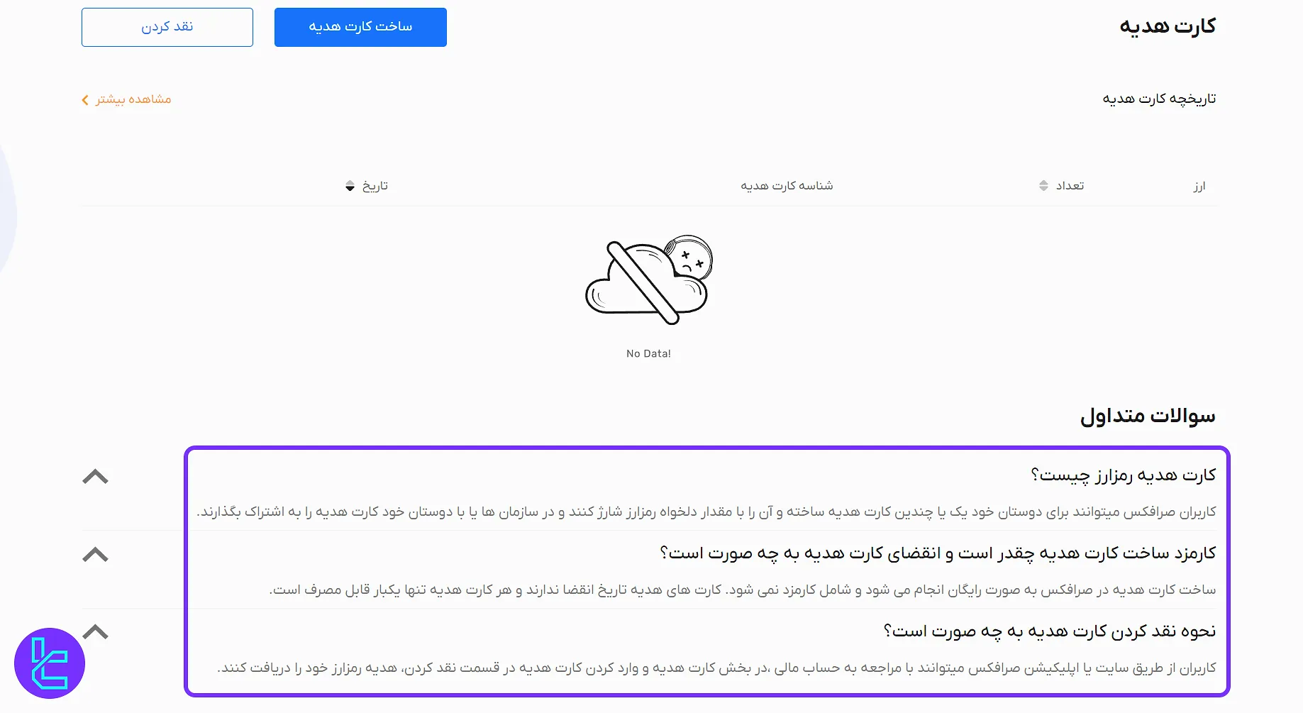 کارت هدیه صرافی صرافکس