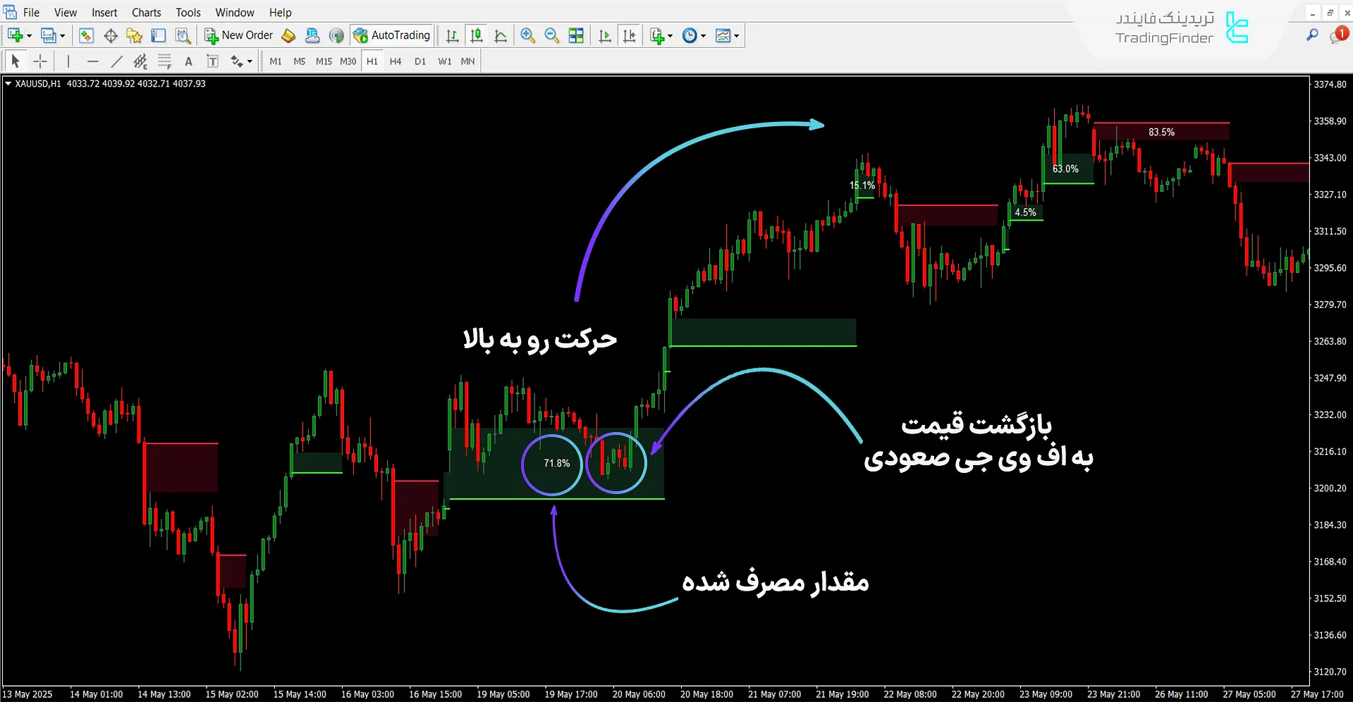 اندیکاتور پر شدن گپ ارزش منصفانه (FVG absorption) برای متاتریدر 4 1