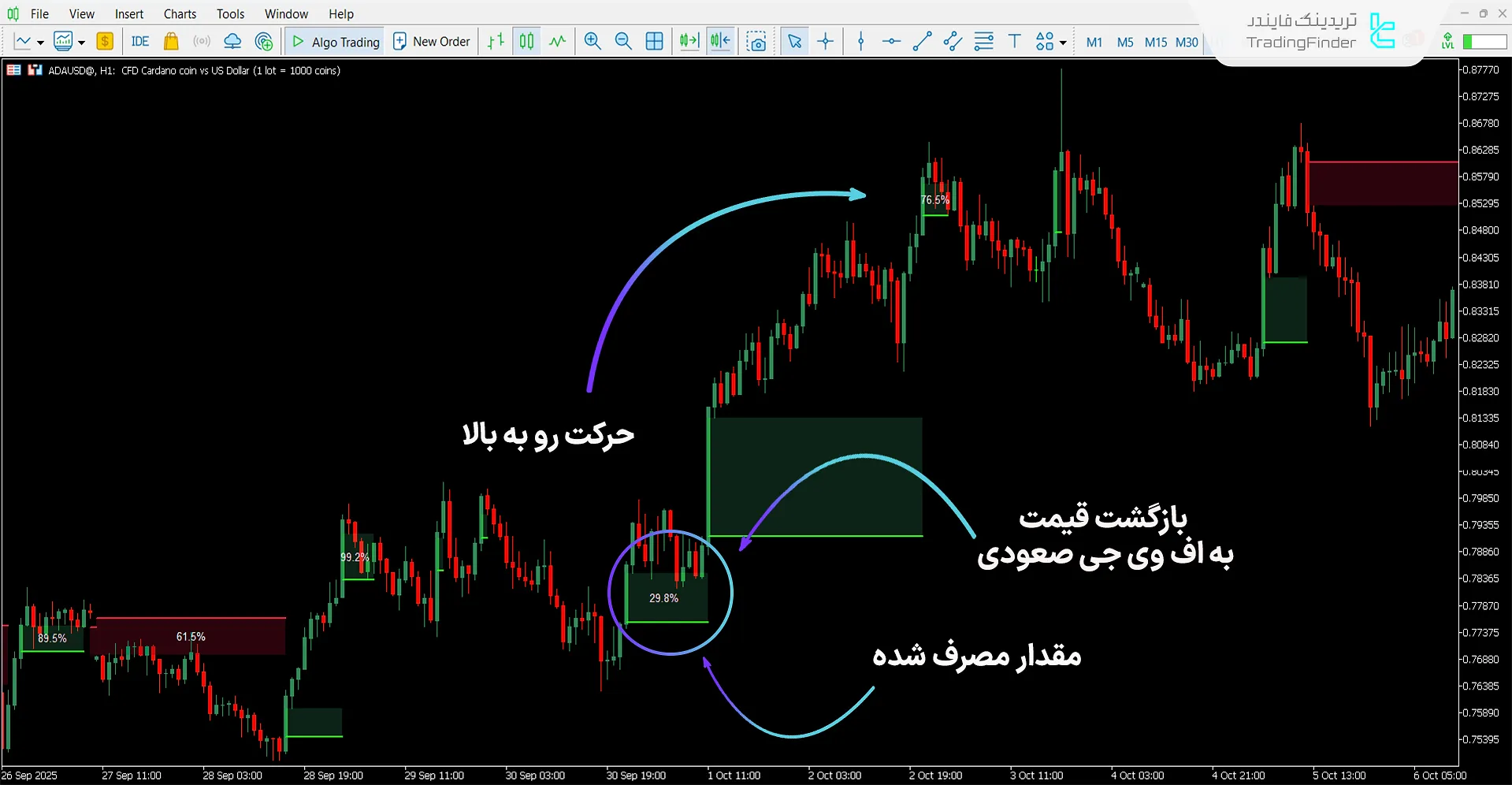  اندیکاتور پر شدن گپ ارزش منصفانه (FVG absorption) برای متاتریدر 5  1