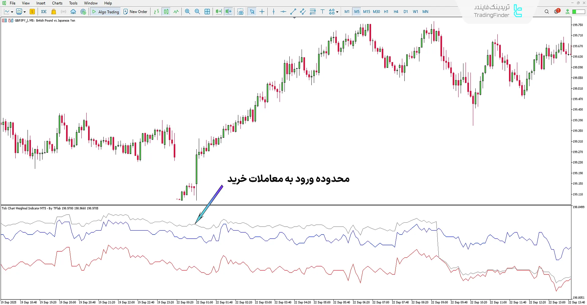 اندیکاتور نمودار تیک وزنی (Tick Chart Weighted) متاتریدر5 - [تریدینگ فایندر] 1