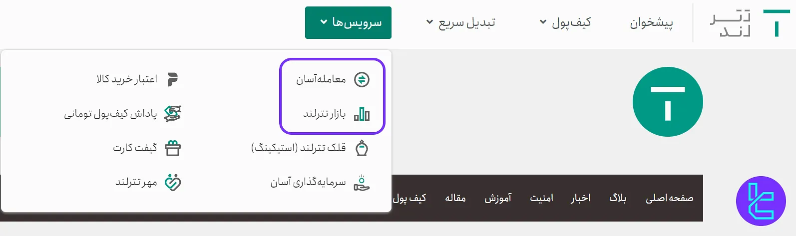 انواع معاملات صرافی تترلند