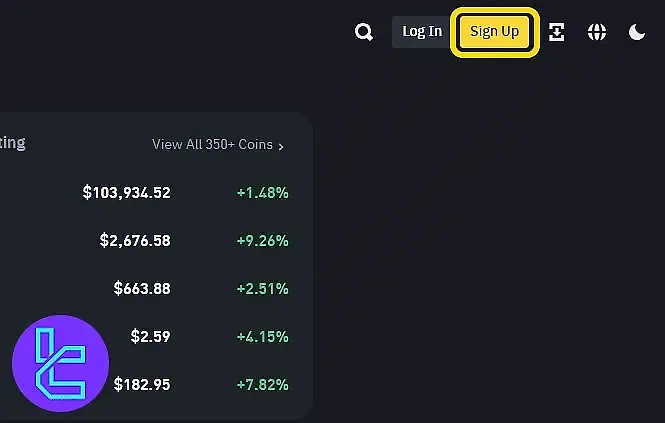 صفحه اصلی وبسایت بایننس