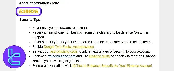 احراز ایمیل در صرافی بایننس