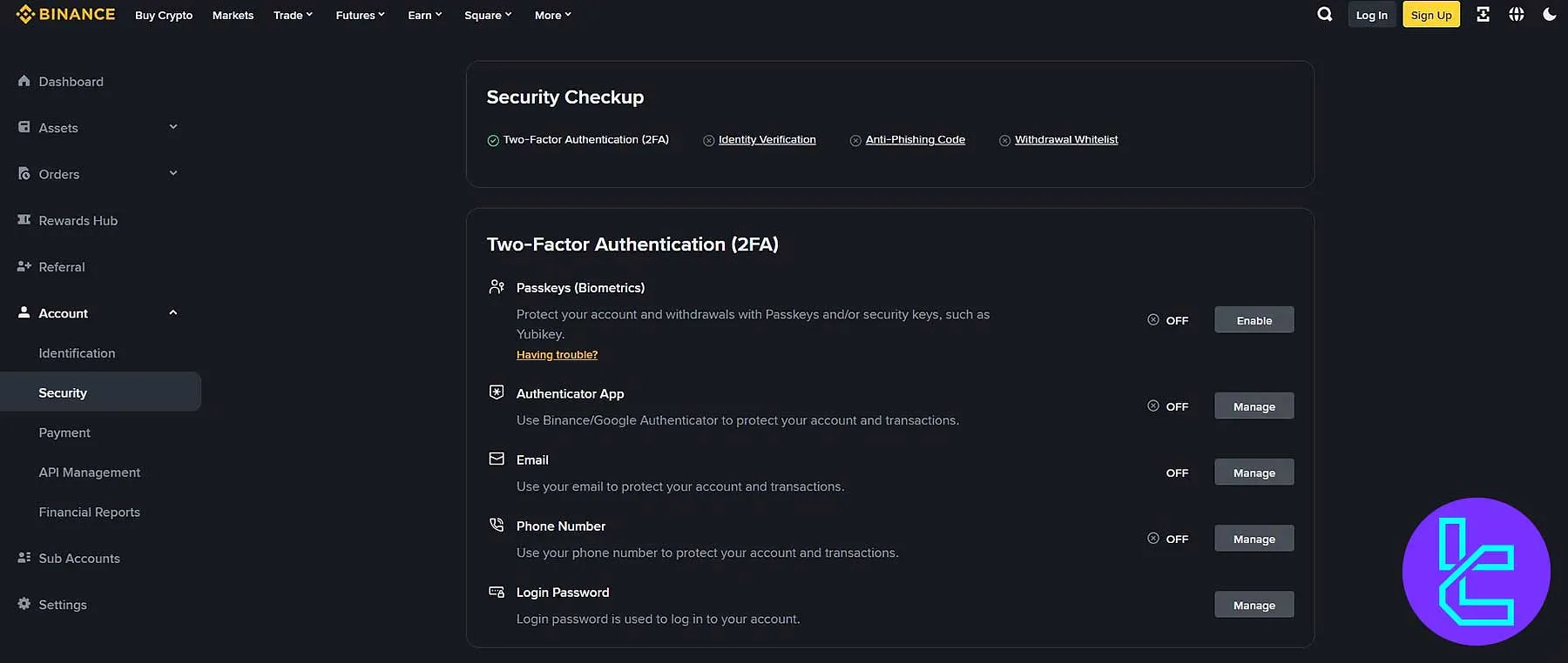اقدامات امنیتی صرافی بایننس