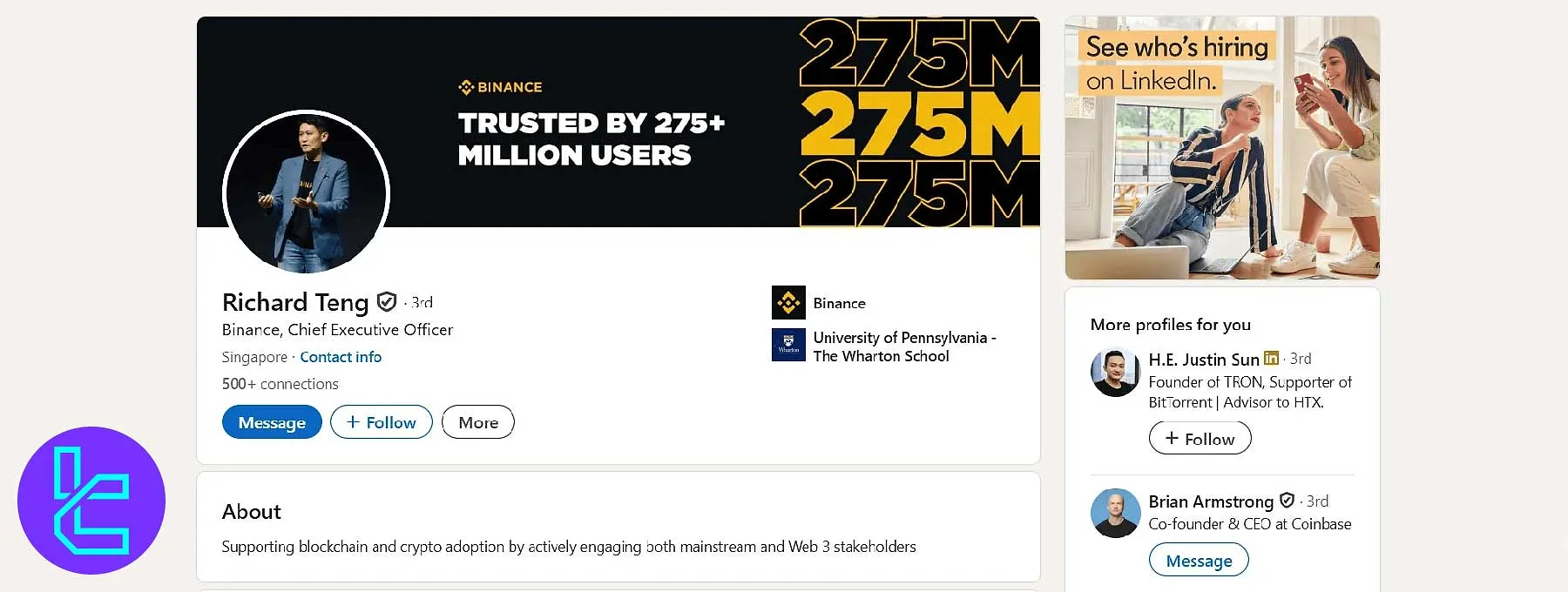 ریچارد تنگ، مدیرعامل صرافی بایننس