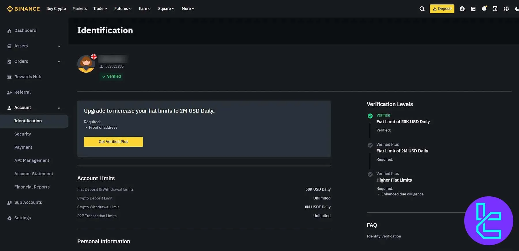تب احراز هویت صرافی بایننس