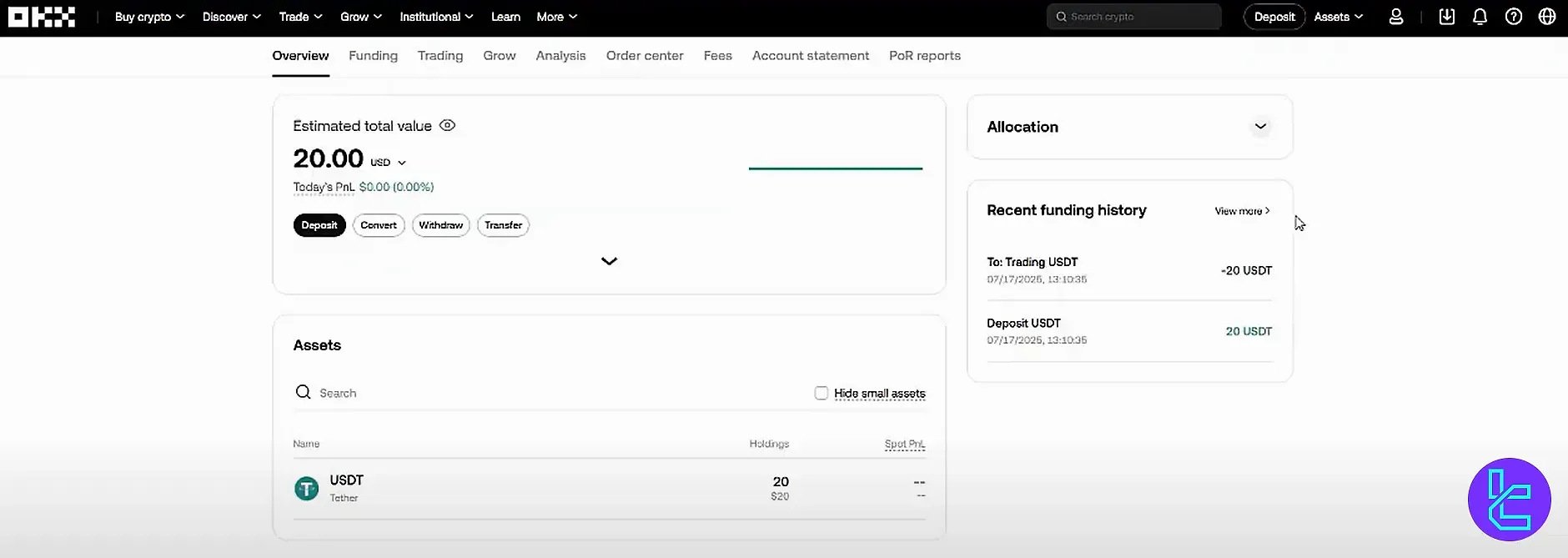 داشبورد صرافی OKX
