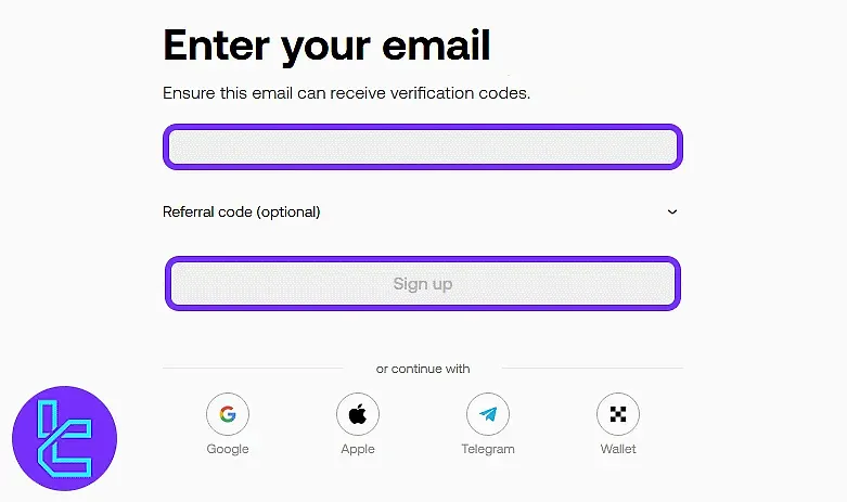 ایمیل خود را در صرافی OKX وارد کنید