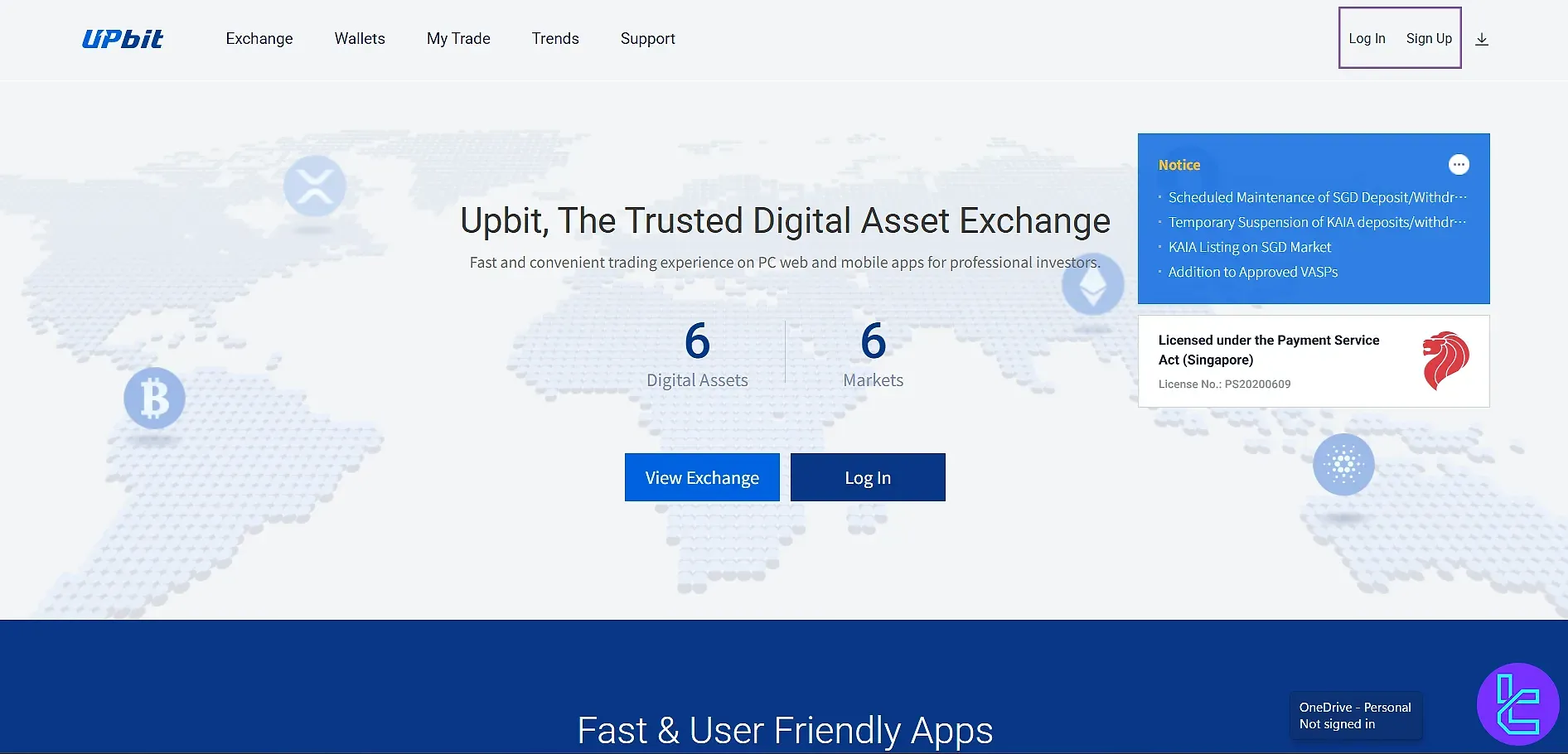 دکمه ثبت نام صرافی Upbit
