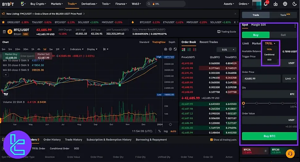 تب سفارش در پلتفرم اسپات بای بیت
