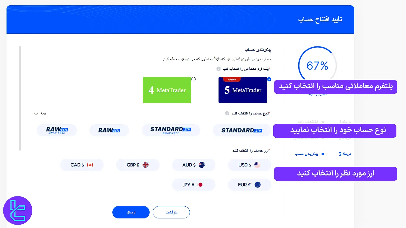 تکمیل مراحل ساخت حساب در بروکر VT Markets