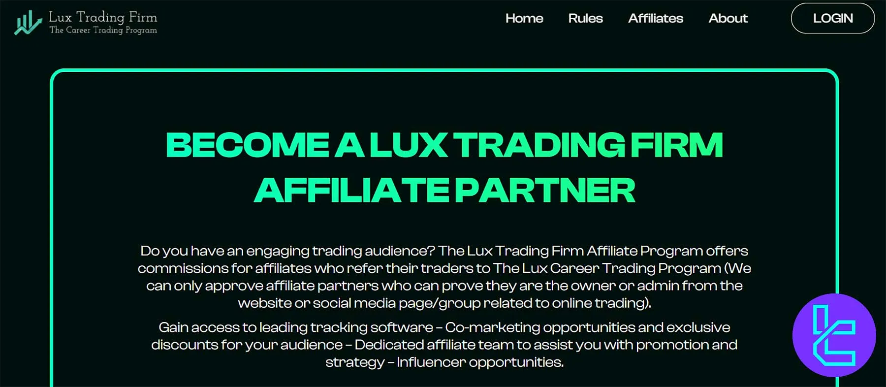 فرم ثبت‌نام برنامه افیلییت لوکس تریدینگ فرم