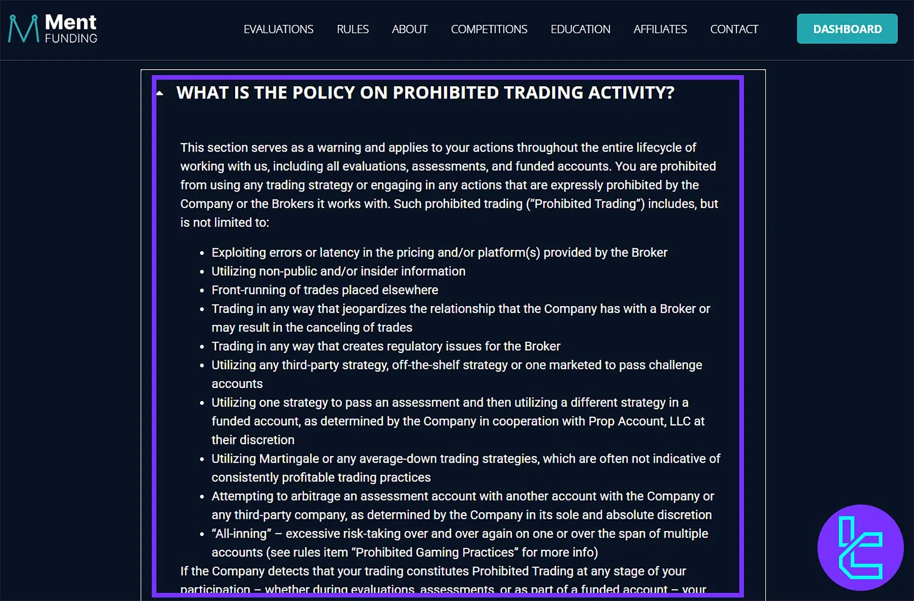 استراتژی‌های ممنوعه در Ment Funding شامل مارتینگل، آربیتراژ و سوءاستفاده از خطاهای قیمتی