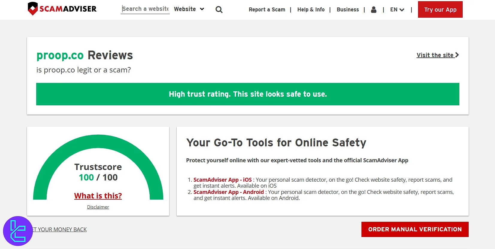 امتیاز سایت Proop.com در اسکم ادوایز