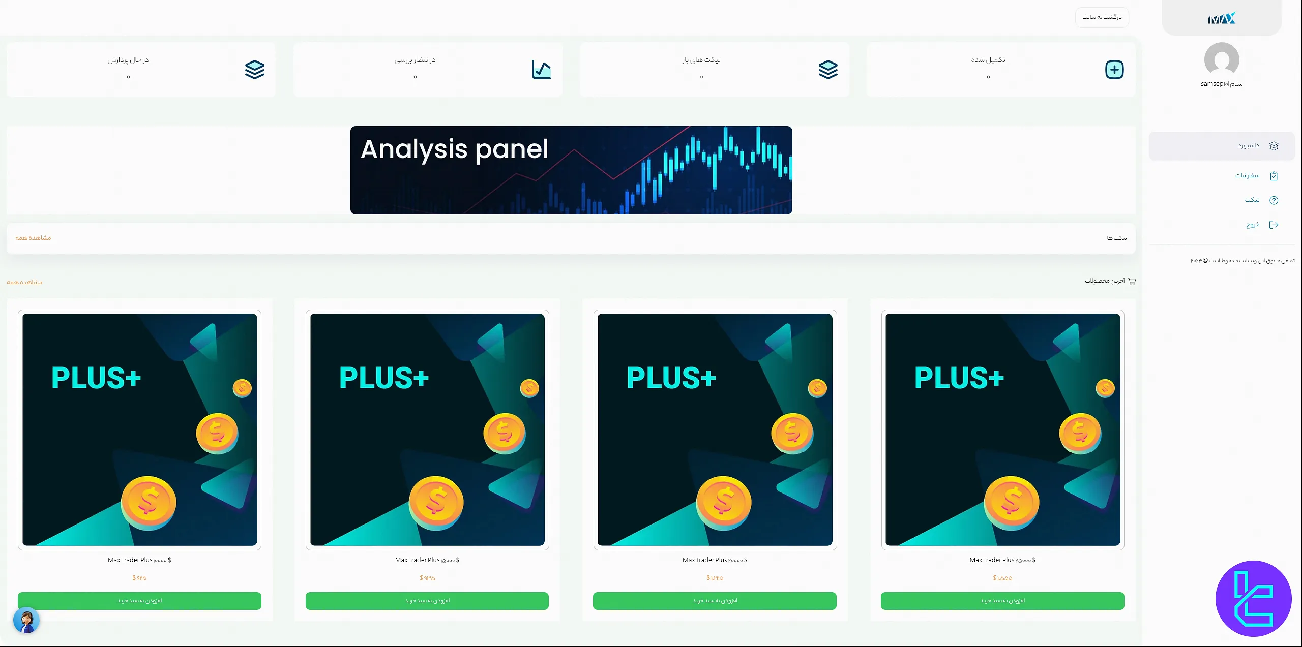 داشبورد پراپ فرم فانددمکس