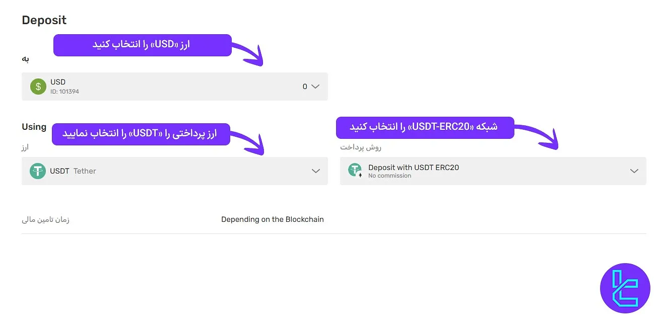 تعیین ارز پرداختی و پروتکل انتقال در Otet Markets