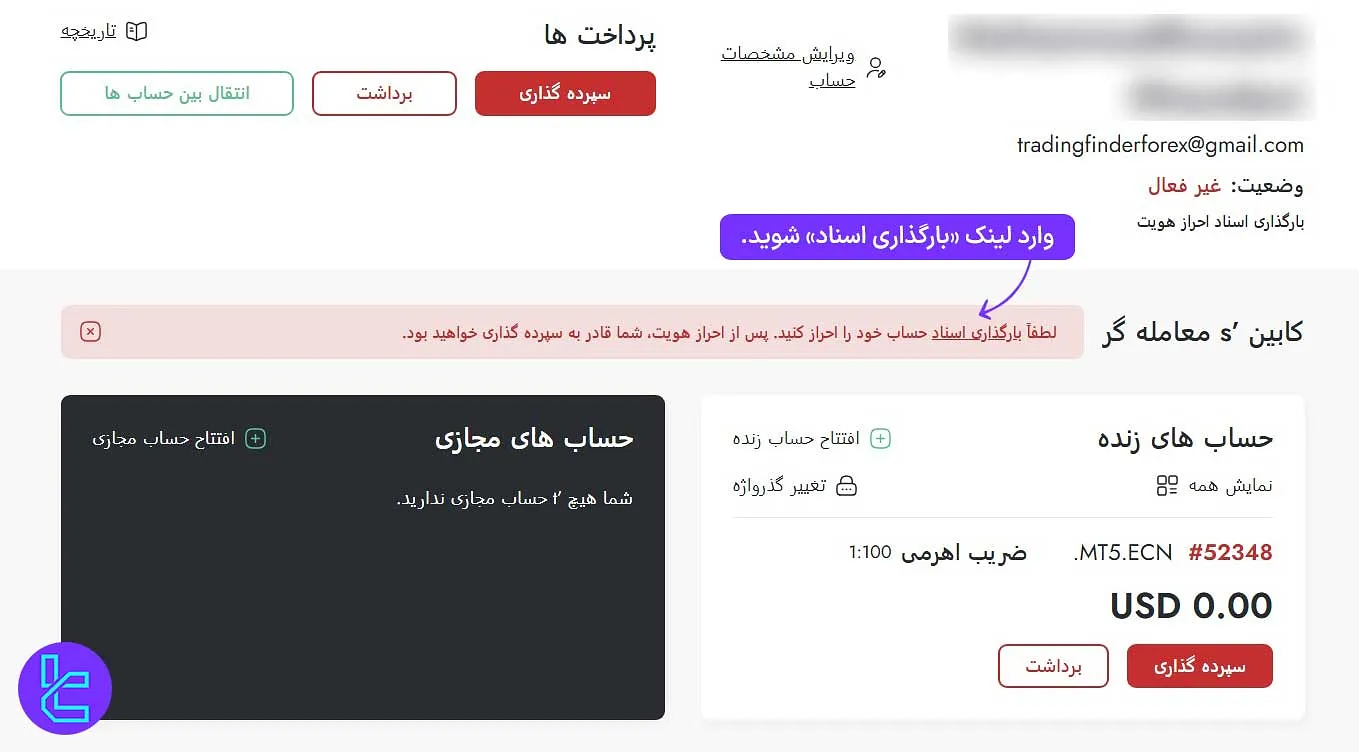 ورود به بخش تایید هویت تریدرز وی