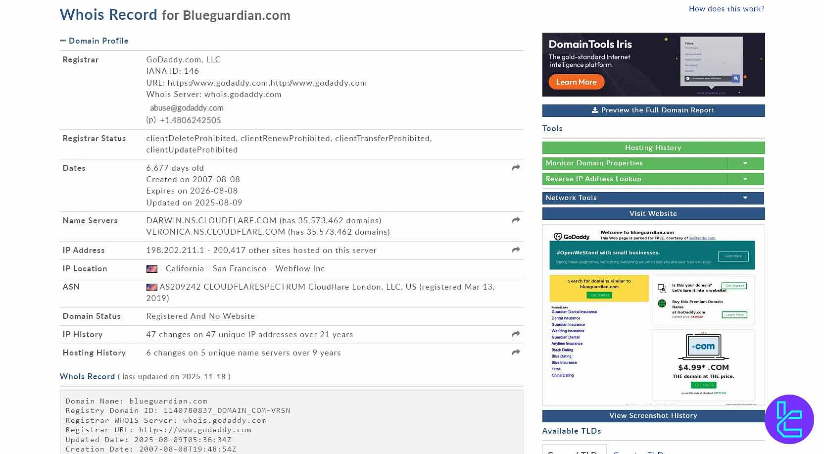 بلوگاردین در Whois