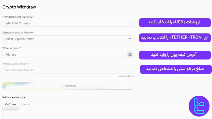 تکمیل فرم درخواست انتقال وجه از حساب یونیکورن