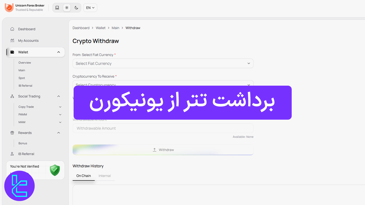 انتقال موجودی USDT از Unicorn