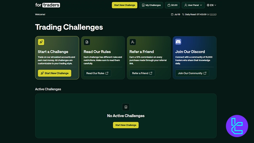 داشبورد پراپ فرم فور تریدرز