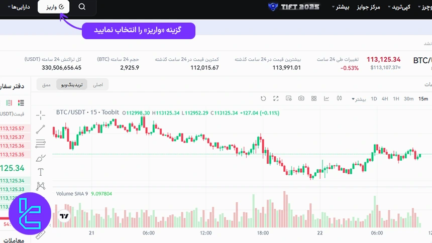 پنل کاربری Toobit