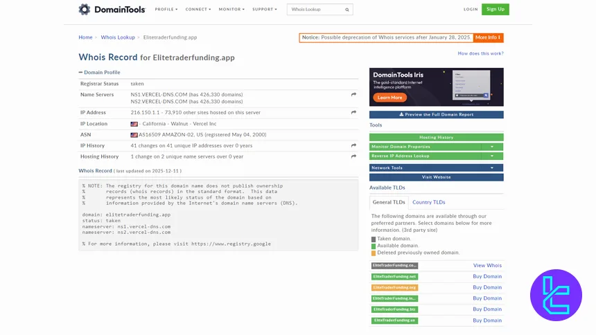 ارزیابی الیت تریدر فاندینگ در Whois