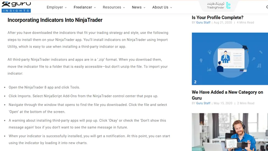 فعال سازی اندیکاتور در نینجاتریدر