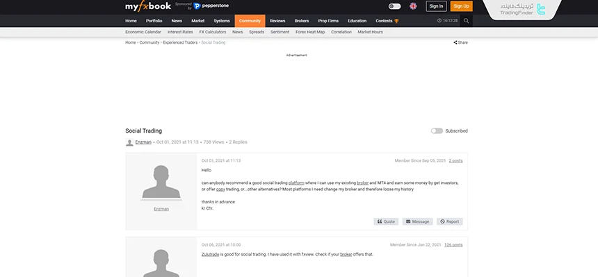 پلتفرم Myfxbook