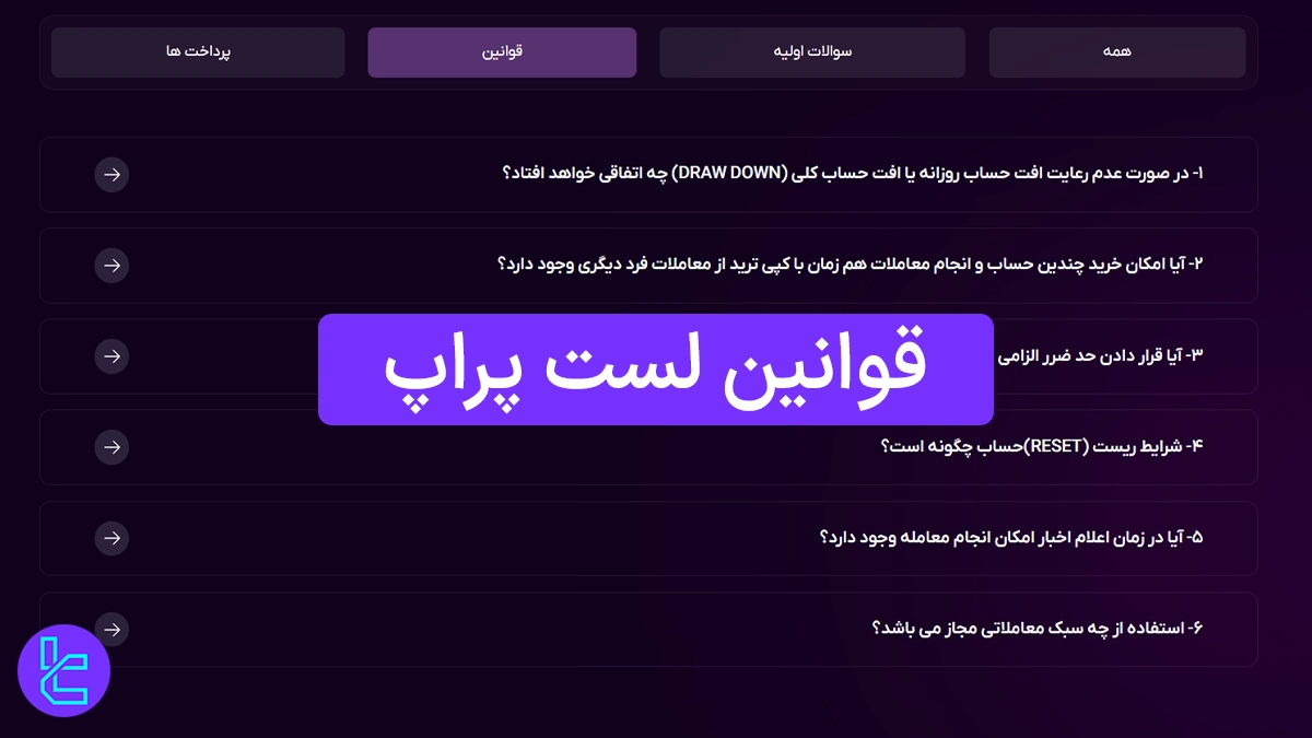 قوانین لست پراپ (LastProp) 1404 [مقررات چالش ها، واریز و برداشت]