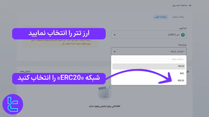 انتخاب ارز تتر و شبکه اتریوم